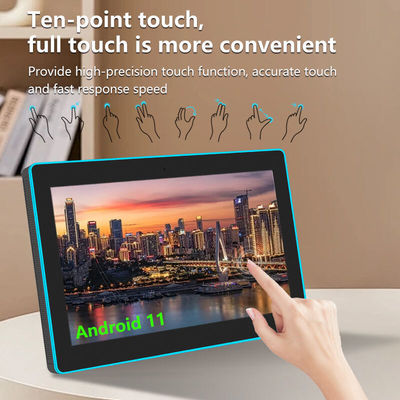 13.3 بوصة غرفة المؤتمرات المثبتة على الحائط لوحة NFC / RFID POE لوحة أندرويد تجارية محيطة بضوء LED