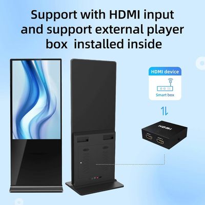 مشغل إعلانات LCD داخلي 55 بوصة مع تصميم الوقوف على الأرض والعلامات الرقمية