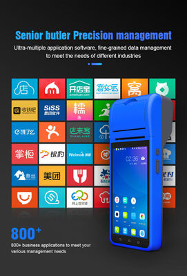 جهاز دفع نقدي عبر الهاتف المحمول بتقنية NFC ذكي، شاشة 5.5 بوصة، جهاز نقاط بيع محمول، جهاز ذكي محمول باليد مع طابعة وكاميرا