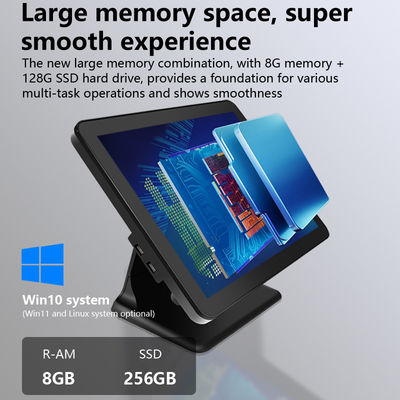 تصميم جديد 15 بوصة 60 هرتز سطح المكتب بو ترمينال 8 + 256GB N100 وحدة المعالجة المركزية البيع بالتجزئة بو كاش كاش مع الطابعة والماسح الضوئي
