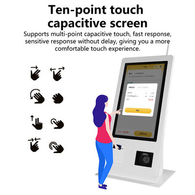 15.6" آلة خدمة ذاتية POS مع نظام تشغيل Win 10 جهاز مسح الشاشة اللمسية طابعة NFC قارئ رموز QR