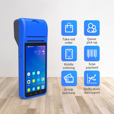 5.5 " أنظمة أندرويد POS المحمولة كاش كريستير آلة الشاشة اللمسية محطة POS المحمولة واي فاي USB NFC الدفع للتجزئة الأزرق