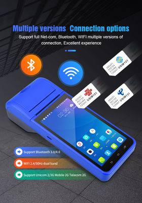 5.5 " أنظمة أندرويد POS المحمولة كاش كريستير آلة الشاشة اللمسية محطة POS المحمولة واي فاي USB NFC الدفع للتجزئة الأزرق