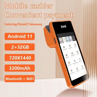 آلة نقاط البيع المحمولة الذكية التي تعمل بنظام Android مقاس 5.45 بوصة مع طابعة، نوع الإخراج أحادي اللون وواي فاي