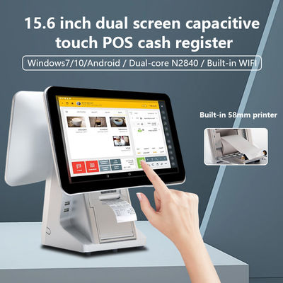 15.6' 14' أجهزة أندرويد مزدوجة الشاشة آلة POS مع خزانة الدفع النقدي و All-in-One Touch Smart Software POS Terminal