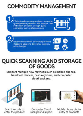 طابعة حرارية لطلب الطعام للمطعم مع دقة نظام نقاط البيع ويندوز/أندرويد كاشير 13.3/15.6 بوصة بدقة 1366*768