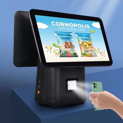 آلة البيع بالتجزئة 15.6 بوصة أندرويد POS محطة مع ماسح ضوئي وطابعة 4GB DDR4 ذاكرة 64GB سعة القرص الصلب