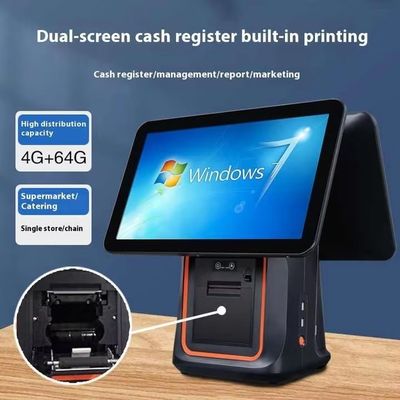 آلة فواتير مطعم البيع بالتجزئة بشاشة مزدوجة مقاس 15.6 بوصة مع نظام تشغيل Win و Android POS