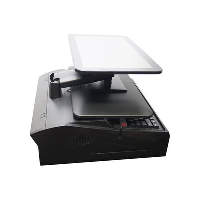OEM ODM 15.6 بوصة شاشة مزدوجة Win7 Pos تسجيل النقدية N2840 وحدة المعالجة المركزية 2+32GB سطح المكتب POS محطة مع طابعة 58mm، لوحة المفاتيح