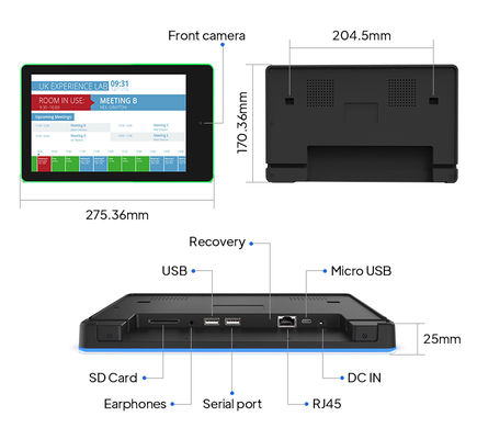 10.1" جهاز لوحي RK3288 Android لحجز قاعات الاجتماعات مع NFC و POE وشريط إضاءة LED