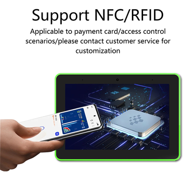 جهاز لوحي يعمل بنظام Android مثبت على الحائط مقاس 8 بوصات مزود بتقنية POE و NFC و WiFi وشاشة تعمل باللمس مع 4 مصابيح LED جانبية لمنزل ذكي وحجز قاعات الاجتماعات وجدولة الفنادق