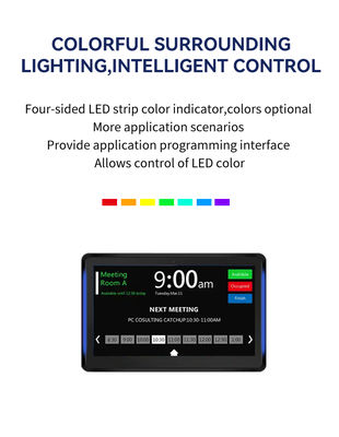 جهاز لوحي يعمل بنظام أندرويد مثبت على الحائط بشاشة 10.1 بوصة مع شريط إضاءة LED ومعالج RK3566 رباعي النواة لعرض المؤتمرات