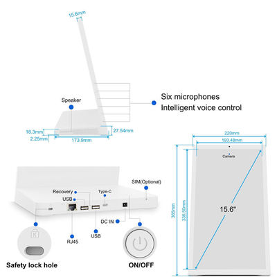 جهاز لوحي يعمل بنظام أندرويد مقاس 15.6 بوصة على شكل حرف L ثماني النواة رباعي النواة RK3576S، كشك أعمال، بطارية مدمجة