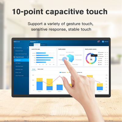 جهاز لوحي يعمل بنظام أندرويد مقاس 15.6 بوصة يعمل باللمس مثبت على الحائط، شاشة عرض تجارية RK3576
