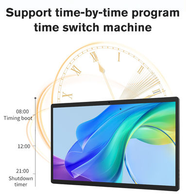 جهاز لوحي يعمل بنظام أندرويد مثبت على الحائط مقاس 21.5 بوصة مع قارئ NFC، ذاكرة وصول عشوائي (RAM) سعة 4 جيجابايت، وذاكرة تخزين داخلية (ROM) سعة 32 جيجابايت، وواي فاي، ومنفذ RJ45 للشبكة