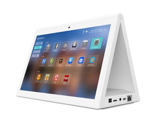 سطح المكتب RK3288 الأبيض شكل L 10.1 بوصة جهاز كمبيوتر لوحي أندرويد POE NFC لمسة شاشة مزدوجة مطعم طلب كيوسكو أجهزة قرص POS
