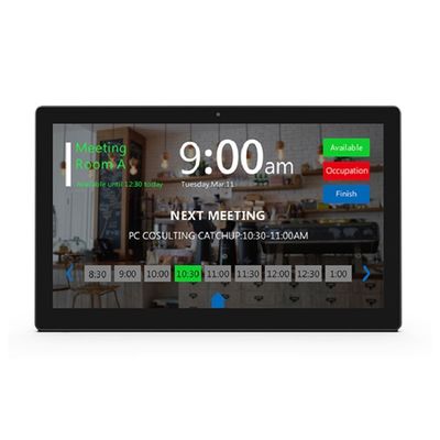 10جهاز لوحة أندرويد على الحائط مع شريط ضوء LED لغرف الاجتماعات