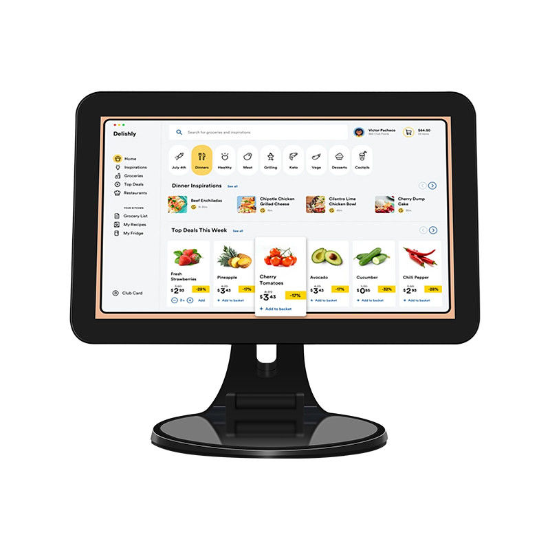 15.6 بوصة شاشة تعمل باللمس سطح المكتب POS محطة N2840 2+32GB سجل النقدية بالتجزئة مع الماسح الضوئي