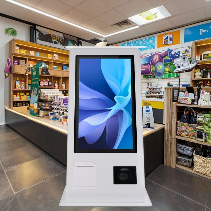 15.6" آلة خدمة ذاتية POS مع نظام تشغيل Win 10 جهاز مسح الشاشة اللمسية طابعة NFC قارئ رموز QR