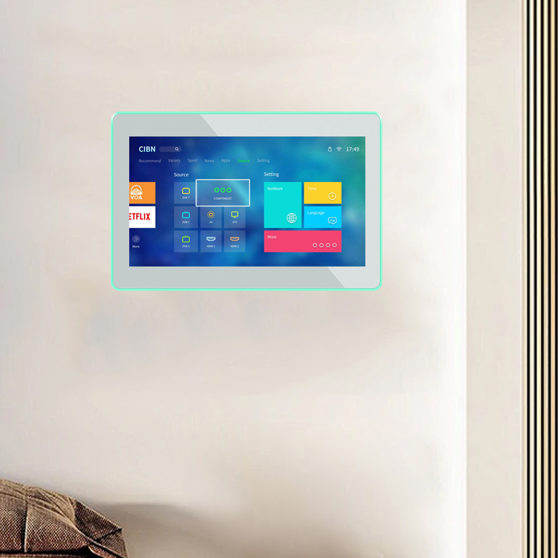 جهاز لوحي يعمل بنظام Android مثبت على الحائط مقاس 8 بوصات مزود بتقنية POE و NFC و WiFi وشاشة تعمل باللمس مع 4 مصابيح LED جانبية لمنزل ذكي وحجز قاعات الاجتماعات وجدولة الفنادق
