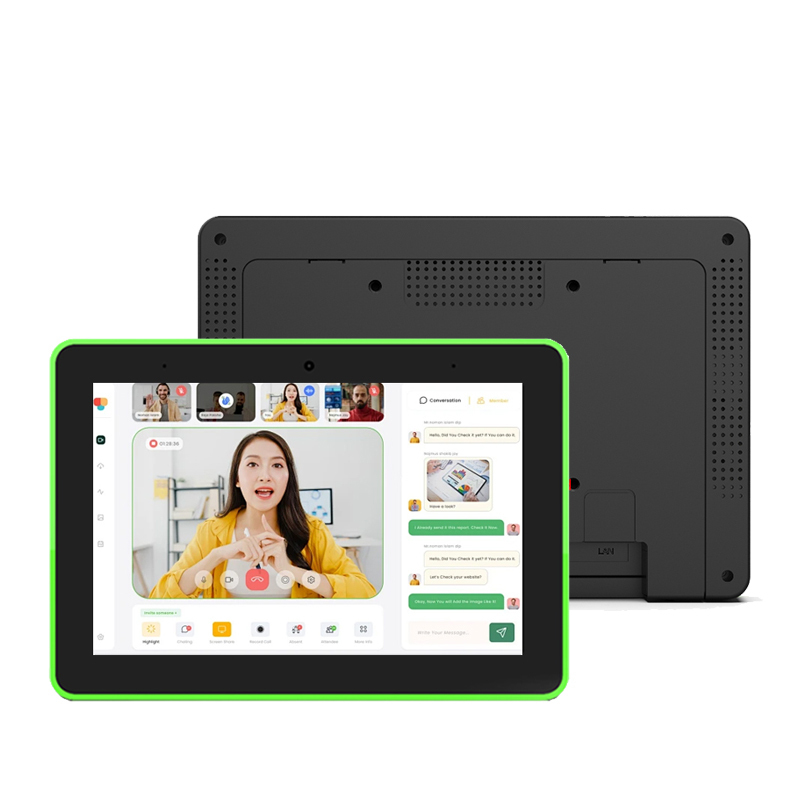 8 بوصة الجدار التثبيت الأعمال الشاشة اللمسية POE NFC جهاز كمبيوتر لوحي أندرويد مع الضوء LED إشارات رقمية عرض نظام حجز غرفة الاجتماعات