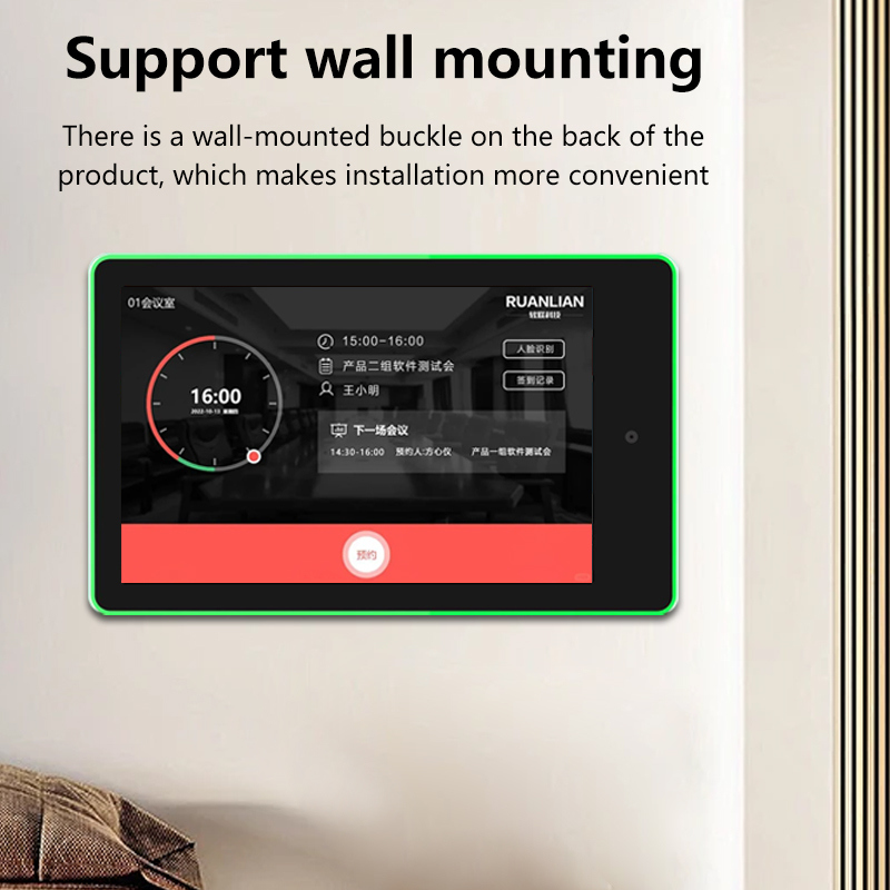 10جهاز لوحة أندرويد ذو حائط 1 بوصة مع RK3566 Quad Core و PoE Powered لنظام حجز غرف الاجتماعات